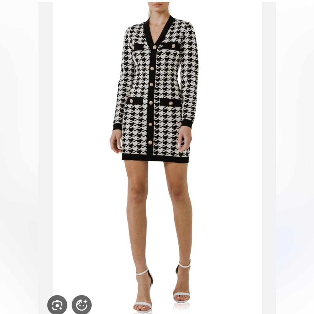 NEW! Endless Rose Black and White Houndstooth Mini Skirt